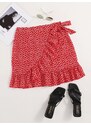 OEM Χαριτωμένη κόκκινη φλοράλ κρουαζέ φούστα red