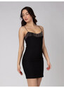 FREE WEAR Φόρεμα Γυναικείο με Λεπτή Ράντα - Μαύρο - 001005