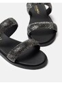 INSHOES DESIGN Σανδάλια Ελληνικής κατασκευής με λουράκια από strass Μαύρο