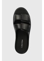 Παντόφλες Calvin Klein DOUBLE STRAP SLIPPER χρώμα: μαύρο, HM0HM00967