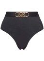 MICHAEL KORS Bikini Bottom Solids High Waisted Bikini Bottom w Logo Belt MM1N025 001 black