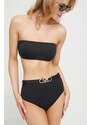 MICHAEL KORS Bikini Bottom Solids High Waisted Bikini Bottom w Logo Belt MM1N025 001 black