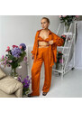 La Lolita Amsterdam CORALINE Σατέν υφής loungewear σετ 3 τμχ με παντελόνα με δέσιμο στη μέση, μπραλέτ και πουκαμίσα