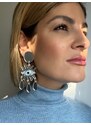 Christina Christi Ασημί Μακριά Σκουλαρίκια Μάτια με Κλιπ