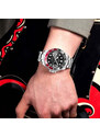 Ρολόι με Μεταλλικό Μπρασελέ LIGE 10051 Silver Red
