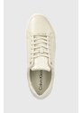 Δερμάτινα αθλητικά παπούτσια Calvin Klein CLEAN CUP LACE UP-NA χρώμα: μπεζ, HW0HW01592