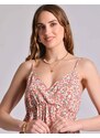 INSHOES Κρουαζέ maxi φόρεμα με βολάν και floral μοτίβο Κόκκινο