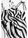 DeCoro Μαγιό Μπικίνι Τριγωνάκι με Παρεό Animal Print - ΑΣΠΡΟ/ΜΑΥΡΟ