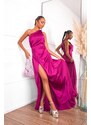 Joy Fashion House Zenna μακρύ φόρεμα με όψη σατέν magenta