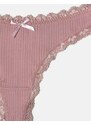 INSHOES Βαμβακερό string μονόχρωμο με δαντέλα Ροζ