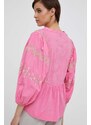 Βαμβακερή μπλούζα Rich & Royal γυναικεία, χρώμα: ροζ