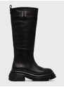 Δερμάτινες μπότες Karl Lagerfeld Danton γυναικείες, χρώμα: μαύρο