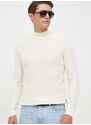 Μάλλινο πουλόβερ BOSS ανδρικά, χρώμα: μπεζ