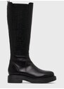 Δερμάτινες μπότες Love Moschino γυναικεία, χρώμα: μαύρο,