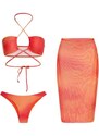 Celestino Tie dye μπικίνι σετ με φούστα κοκκινο πορτοκαλι για Γυναίκα