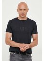 Βαμβακερό μπλουζάκι Gant ανδρικά, χρώμα: μαύρο
