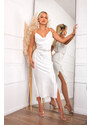 Joy Fashion House Well μίντι φόρεμα με όψη σατέν λευκό