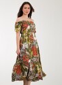 FREE WEAR Γυναικείο Φόρεμα με Print - Χακί - 011004