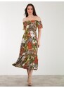 FREE WEAR Γυναικείο Φόρεμα με Print - Χακί - 011004