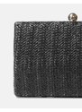 INSHOES Ψάθινη τσάντα clutch μονόχρωμη με αλυσίδα Μαύρο