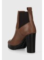 Δερμάτινες μπότες Tommy Jeans TJW NEW ESS HIGH HEEL BOOT γυναικείες, χρώμα: καφέ, EN0EN02439 F3EN0EN02439