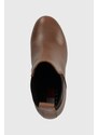 Δερμάτινες μπότες Tommy Jeans TJW NEW ESS HIGH HEEL BOOT γυναικείες, χρώμα: καφέ, EN0EN02439 F3EN0EN02439