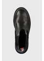 Δερμάτινες μπότες τσέλσι Tommy Jeans TJW CHELSEA FOXING BOOT γυναικείες, χρώμα: μαύρο, EN0EN02289 F3EN0EN02289