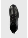 Δερμάτινα παπούτσια Calvin Klein Jeans TRANSP COMBAT MID LACEUP LTH χρώμα: μαύρο, YM0YM00755 F3YM0YM00755