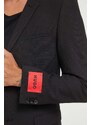 Μάλλινο μπουφάν HUGO χρώμα: μαύρο