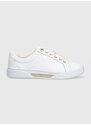 Δερμάτινα αθλητικά παπούτσια Tommy Hilfiger GOLDEN HW COURT SNEAKER χρώμα: άσπρο, FW0FW07560