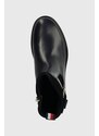 Δερμάτινες μπότες Tommy Hilfiger BELT BOOTIE MATERIAL MIX γυναικείες, χρώμα: ναυτικό μπλε, FW0FW07477 F3FW0FW07477