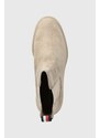 Σουέτ μπότες τσέλσι Tommy Hilfiger ESSENTIAL MIDHEEL SUEDE BOOTIE γυναικείες, χρώμα: μπεζ, FW0FW07522 F3FW0FW07522