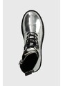 Μποτάκια Tommy Jeans TJW FLATFORM ZIP UP METALLIC χρώμα: ασημί, EN0EN02403 F3EN0EN02403