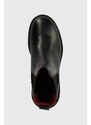 Δερμάτινες μπότες τσέλσι Tommy Hilfiger ELEVATED WEDGE BOOTIE γυναικείες, χρώμα: μαύρο, FW0FW07657 F3FW0FW07657