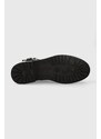Δερμάτινες μπότες Tommy Hilfiger BELT BOOTIE LEATHER γυναικείες, χρώμα: μαύρο, FW0FW07479 F3FW0FW07479