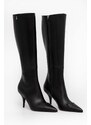 Δερμάτινες μπότες Patrizia Pepe γυναικείες, χρώμα: μαύρο, 2Y0009 L048 K103 F32Y0009 L048 K103