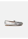 INSHOES Flat μονόχρωμα loafers με ιδιαίτερο μοτίβο Ασημί