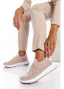 Ligglo Ροζ Sneakers Slip On με Στρας σε Κάλτσα