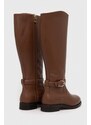Δερμάτινες μπότες Tommy Hilfiger ELEVATED ESSENT THERMO LONGBOOT γυναικείες, χρώμα: καφέ, FW0FW07484 F3FW0FW07484