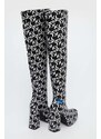 Δερμάτινες μπότες Karl Lagerfeld Jeans STAK HEEL II γυναικείες, χρώμα: μαύρο, KLJ93191 F3KLJ93191