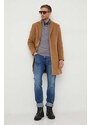 Μάλλινο παλτό Tommy Hilfiger χρώμα: καφέ