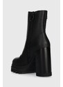Δερμάτινες μπότες Tommy Jeans TJW HIGH HEEL ANKLE BOOT γυναικείες, χρώμα: μαύρο, EN0EN02256 F3EN0EN02256