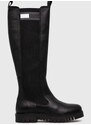 Μπότες Tommy Jeans TJW HIGH SHAFT BOOT χρώμα: μαύρο, EN0EN02316 F3EN0EN02316