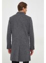 Μάλλινο παλτό BOSS χρώμα: γκρι