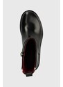 Δερμάτινες μπότες Tommy Hilfiger COOL ELEVATED ANKLE BOOTIE γυναικείες, χρώμα: μαύρο, FW0FW07487 F3FW0FW07487
