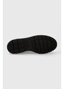 Δερμάτινες μπότες Tommy Hilfiger FEMININE FELT LACE UP BOOTIE γυναικείες, χρώμα: μαύρο, FW0FW07500 F3FW0FW07500