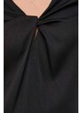 Μεταξωτή μπλούζα BOSS χρώμα: μαύρο