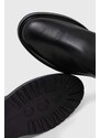 Δερμάτινες μπότες Tommy Hilfiger CASUAL ESSENTIAL BELT LONGBOOT γυναικείες, χρώμα: μαύρο, FW0FW07480 F3FW0FW07480