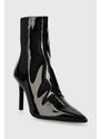 Δερμάτινες μπότες τσέλσι Calvin Klein GEO STILETTO CHELSEA BOOT 90-PAT γυναικείες, χρώμα: μαύρο, HW0HW01809 F3HW0HW01809