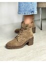 INSHOES Suede μποτάκια με τακούνι και κορδόνια Πούρο